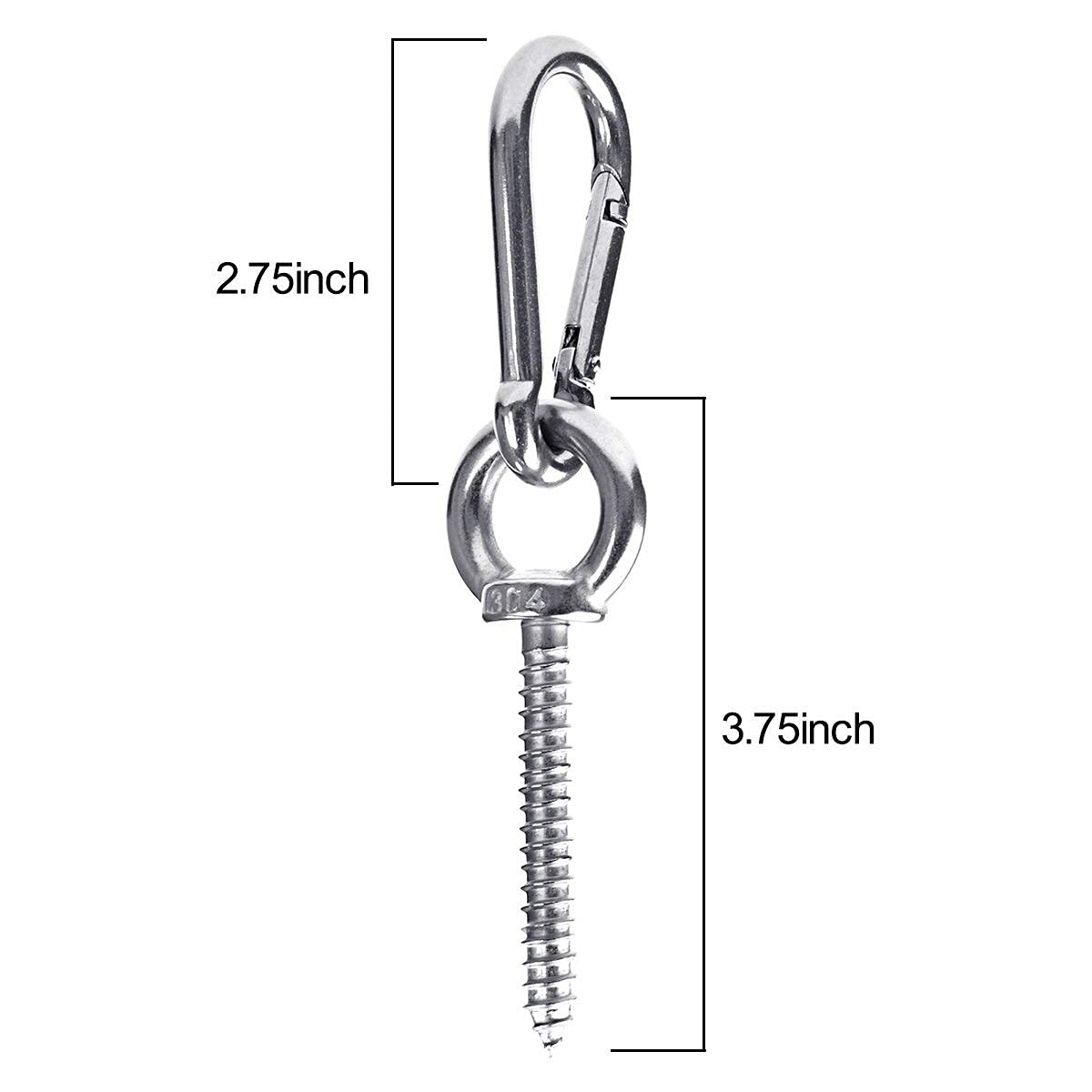 Hammock Hanging Kit, Load Capacity 1400 Lb, Stainless Steel Hammock Hook Carabiner Set For Yoga Hammock Swing Chair Indoor Outdo