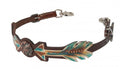 Showman  Medium Leather Wither Strap With Painted Arrows And Praying Cowboy Concho