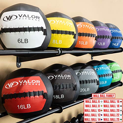 Valor Fitness Wall Balls - Weighted Medicine Workout Ball For Exercise Balance And Strength Training- Home Gym Equipment - 12 Lb