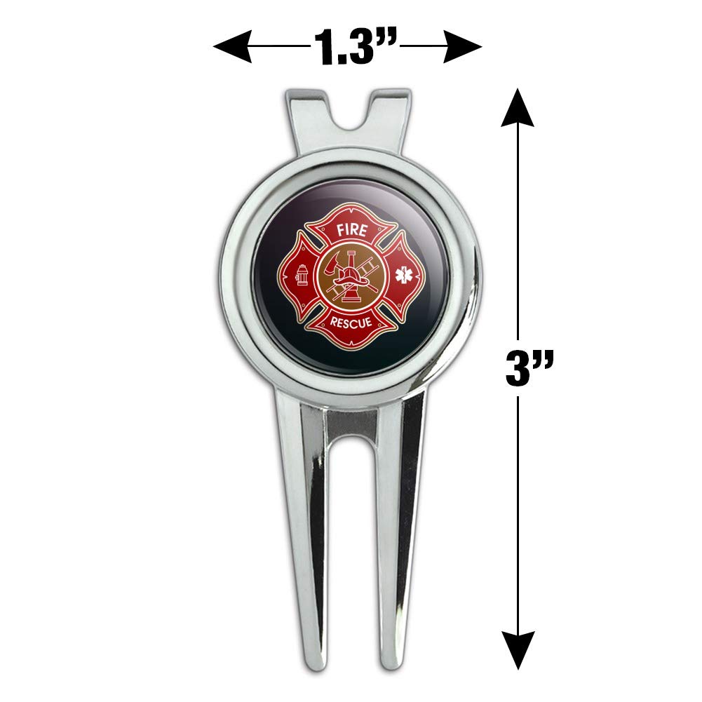 Graphics & More Firefighter Fire Rescue Maltese Cross Golf Divot Repair Tool And Ball Marker