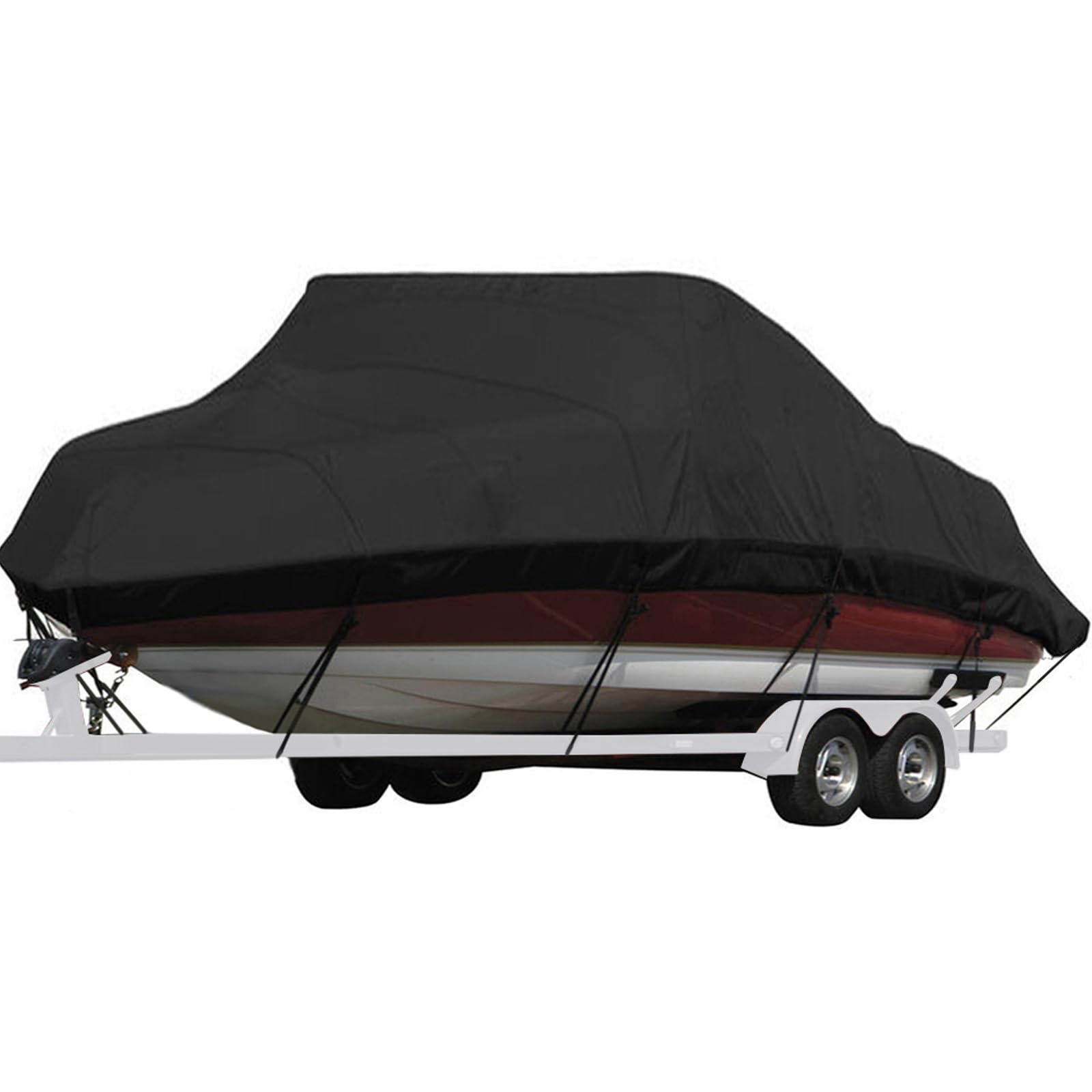 Seamander Waterproof Boat Cover, Solution-Dyed Yarn Marine Grade Cover Fits 12' to 14' ft Bass, V-Hull, Tri-Hull, Fish & Ski, Ru