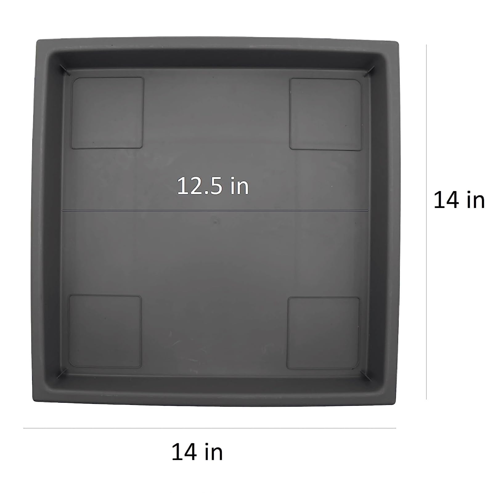 The Hc Companies 14 Inch Accent Square Plastic Plant Saucer - Indoor Outdoor Plant Trays For Pots - 14X14X18, Warm Gray