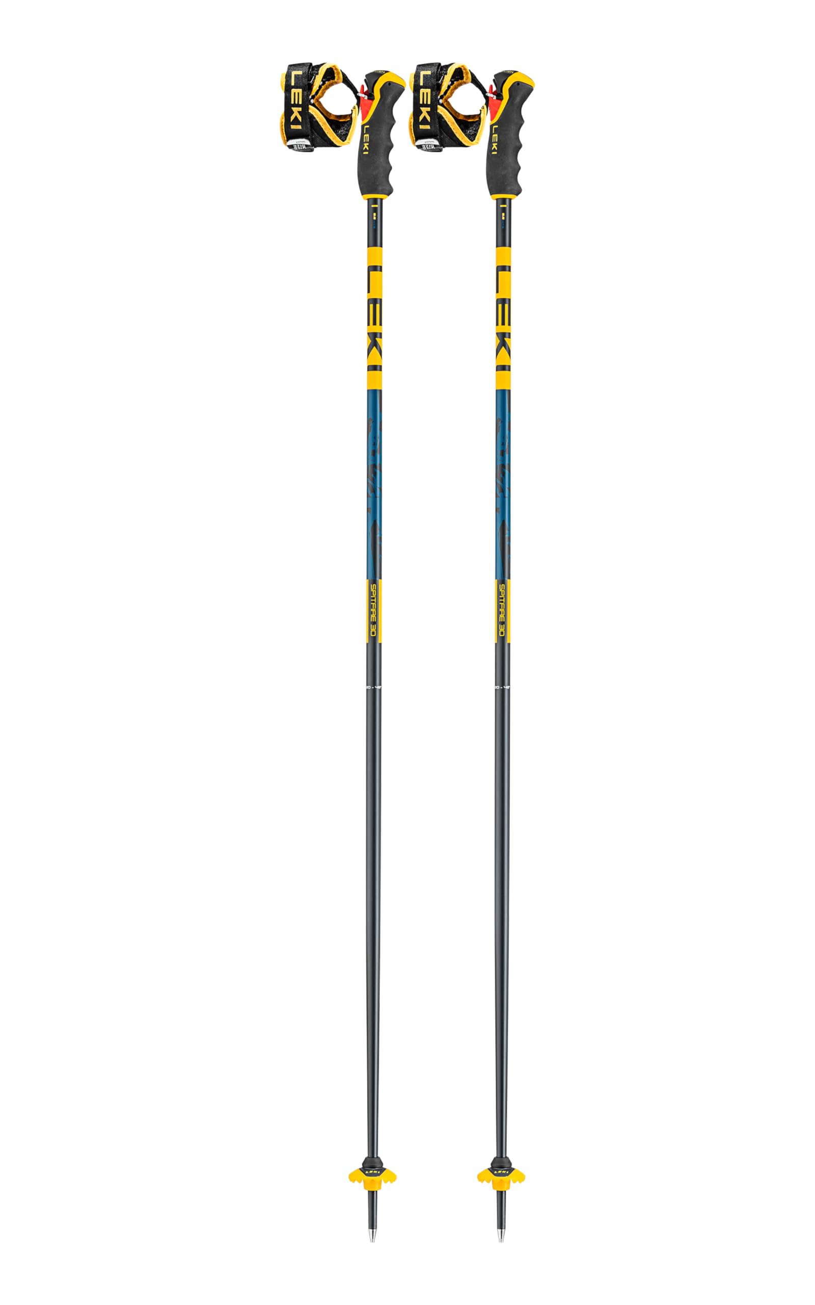 LEKI Spitfire 3D Lightweight Aluminum Ski Poles for Alpine Skiing - Denimblue-Aegeanblue-Mustardyellow - 125 cm