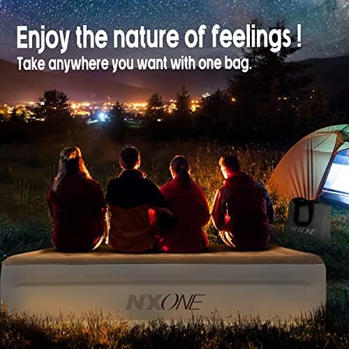 Nxone Air Mattress,Inflatable Single Airbed Luxury Double High Self Inflation Deflation Twin Air Mattress With Electric Built-In