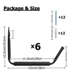 Whrsinlor Kayak Heavy Duty Storage Hooks, 15Inch Jumbo Arm Wall Mounted Canoe Storage Hanger 6 Pack Utility Organizer For Paddle