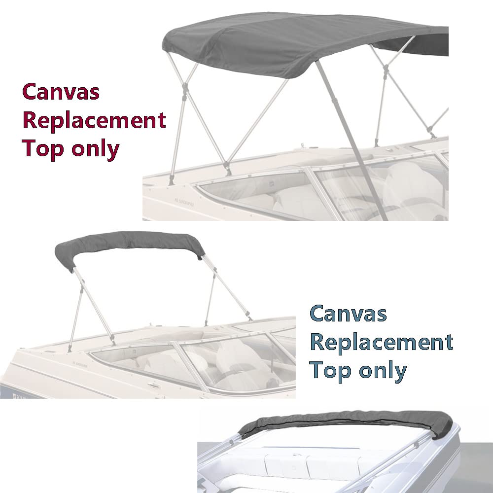 Savvycraft 4 Bow Bimini Replacement Top Canvas Cover 4 Bow 96'' L 67''-72'' W Gray Color