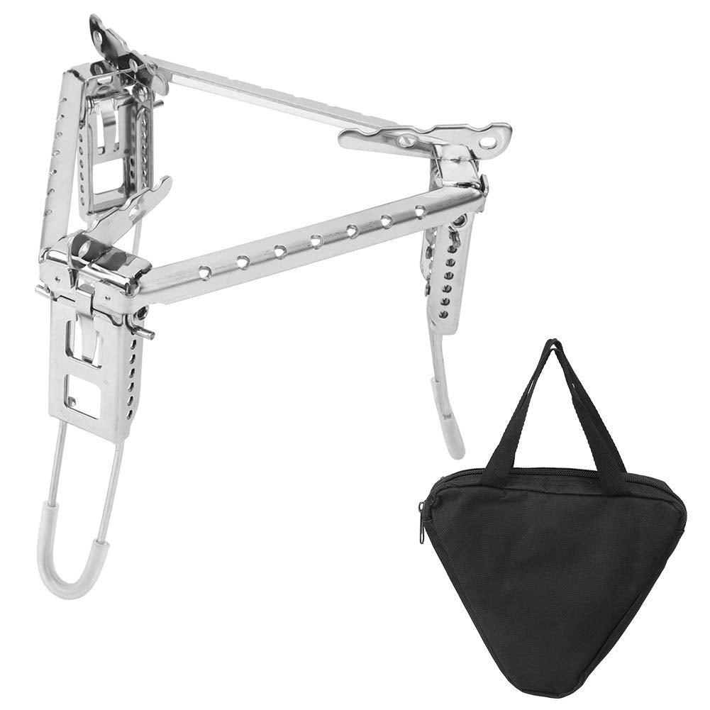 Fastuu Camping Pot Stand, Foldable Stainless Steel Stove Pot Rack, Portable Outdoor Fuel Grill Tripod For Camping Wood Stove, Si