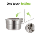 Pwpam Outdoor Cooking Pot Stainless Steel Camping Pot Large Capacity Pot Applicable For Camping Hiking And More Outdoor Activiti