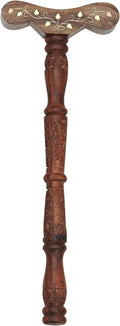 WITSOUL T  Shape Yoga Danda  Wooden Staff  for Beneficial in Breath Flow (Natural Brown Simple Yoga Danda) (T Shape Yoga Dand