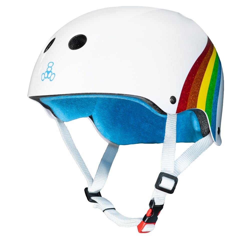 Triple Eight The Certified Sweatsaver Helmet For Skateboarding, Bmx, And Roller Skating, Rainbow Sparkle, Large / X-Large