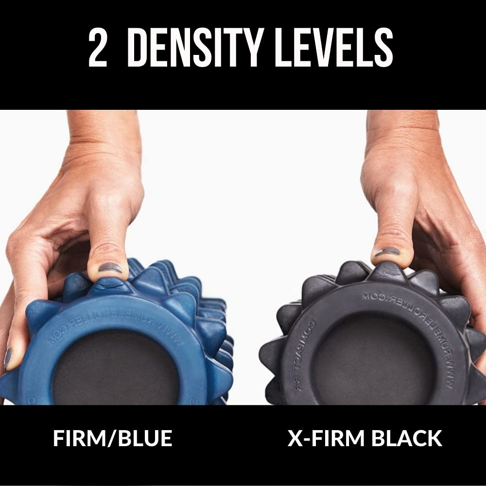 Rumbleroller - Extra Firm Textured Muscle Foam Roller Manipulates Soft Tissue Like A Massage Therapist (Black, Compact)