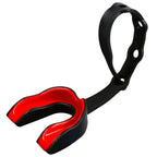 Oral Mart Black/Red Strapped Youth Mouth Guard For Kids - Sports Mouthguard With Strap For Football, Ice Hockey, Lacrosse, Taekw