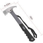Camping Hammer Heavy Duty With Tent Stake Remover, 12.6'' Steel Tent Hammer - Rubber Covered Handle Tent Mallet With Holding Str