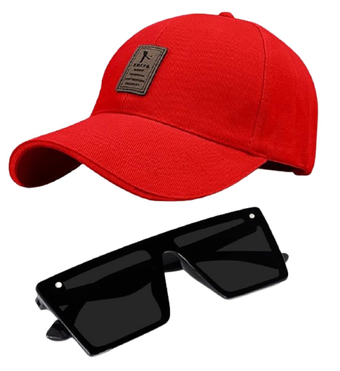 Fy Lane Stylish Sport Baseball Ediko Cap &With[Tr610] Stylish Sunglass For MenS And Women And BoyS (Pack Of 2) (Red)