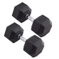 Body Sport Rubber Encased Hex Dumbbell Weight, 60 Lb. (Pair) - Chrome, Anti-Slip Grip For Strength Training - Home Gym & Fitness