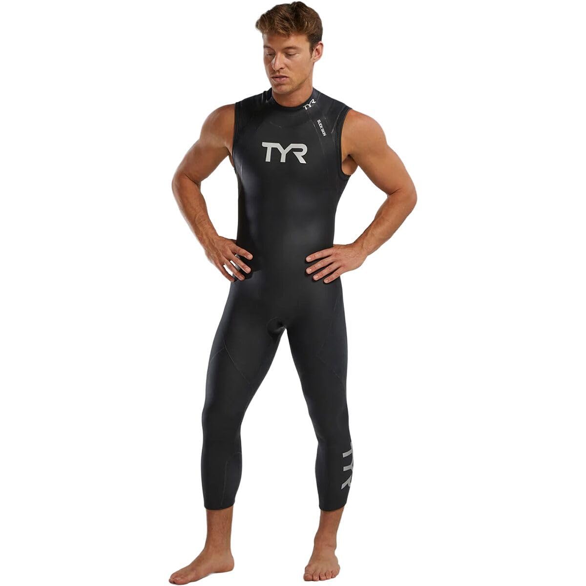 TYR HCAOSM6A43S Mens Hurricane Wetsuit Cat 1 Sleeveless Silver/BLK S