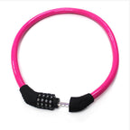 Sanwo Security Bike Lock 4 Digit Resettable Combination Cable Lock For Bicycle , 2 Feet X 1/2 Inch (Pink)