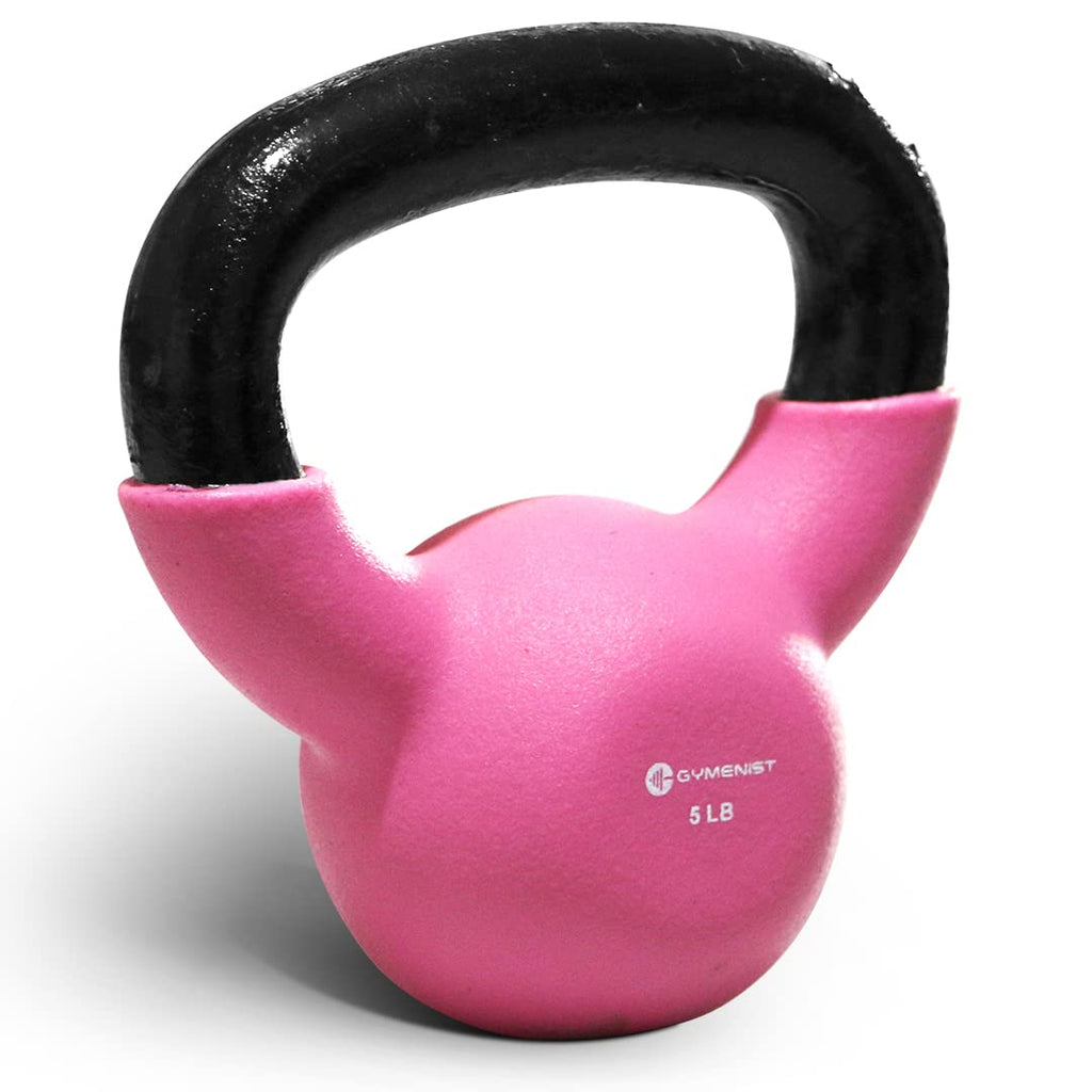 Gymenist Kettlebell Fitness Iron Weights With Neoprene Coating Around The Bottom Half Of The Metal Kettle Bell (5 Lb)