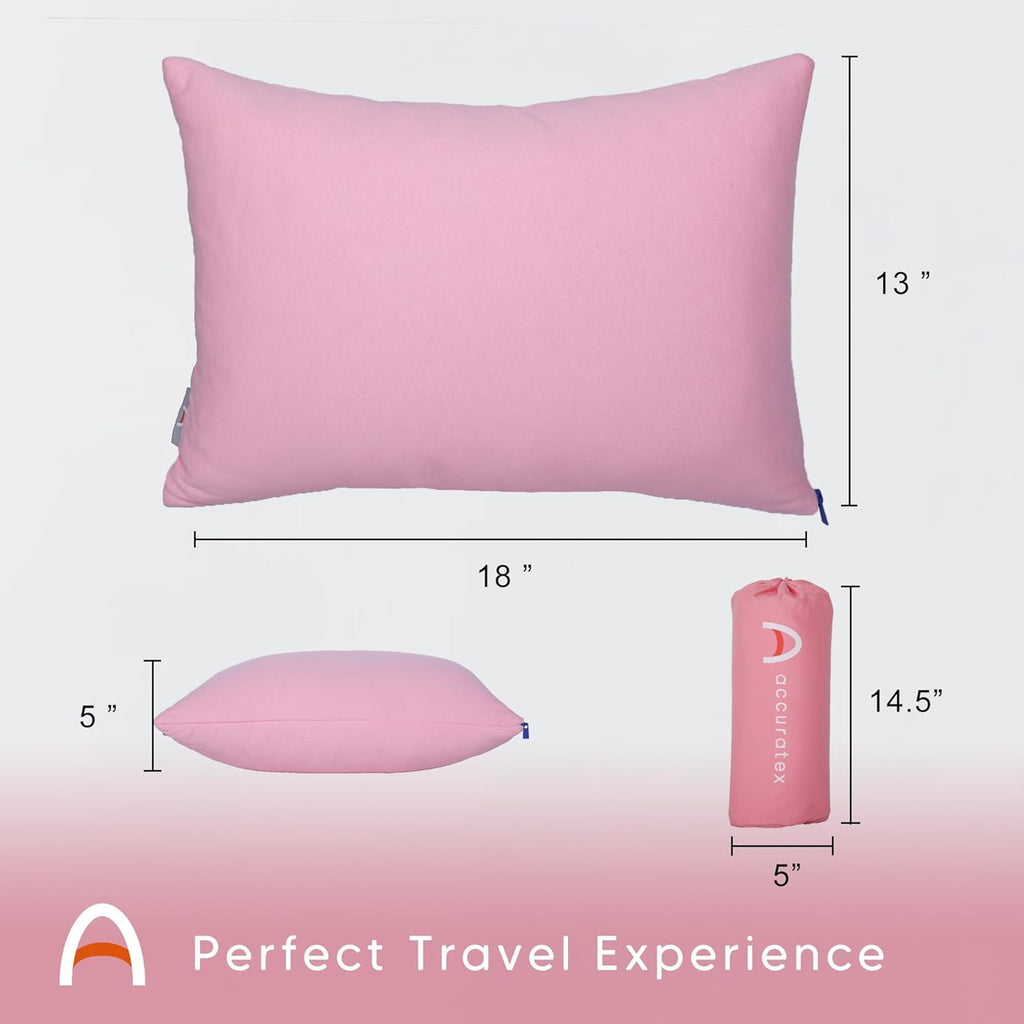 Accuratex Camping Pillow For Woman-100% Cotton Breathable Cover,Shredded Memory Foam Compressible Travel Pillow,Camping&Travel A