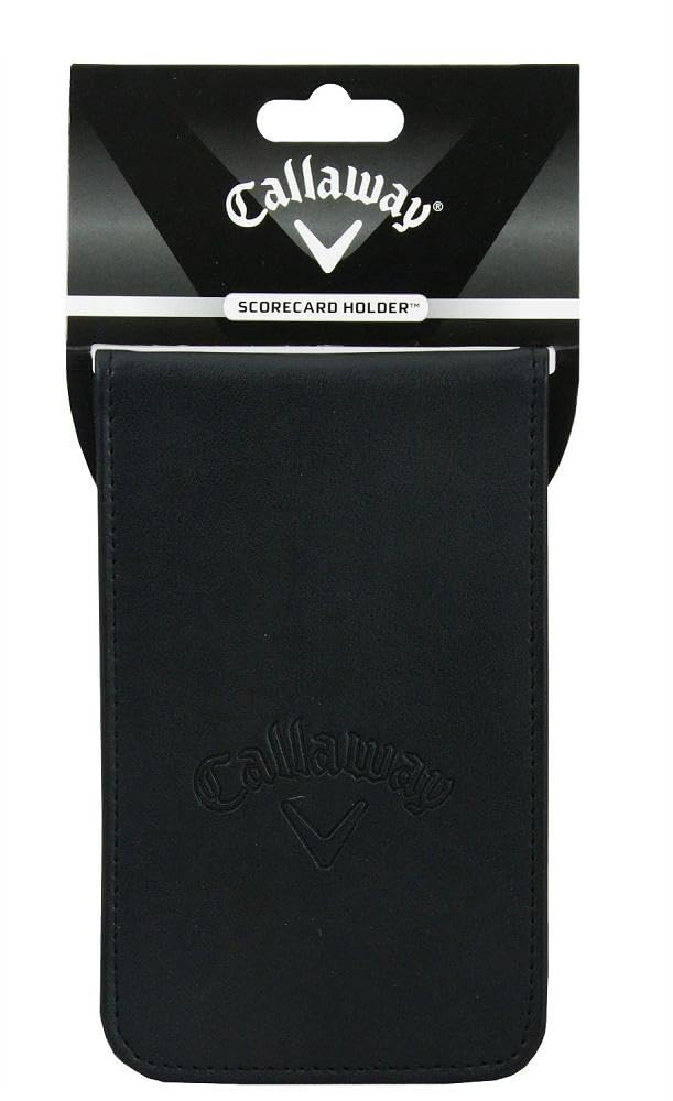 Callaway Leather Golf Scorecard Holder, Black, 7'' X 4.25''