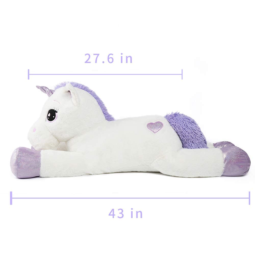 Tezituor 43 Big Unicorn Toys Plush ,Giant Unicorn Stuffed Animals,Unicorn Birthday Decorations For Girls,White Unicorns Gifts Fo