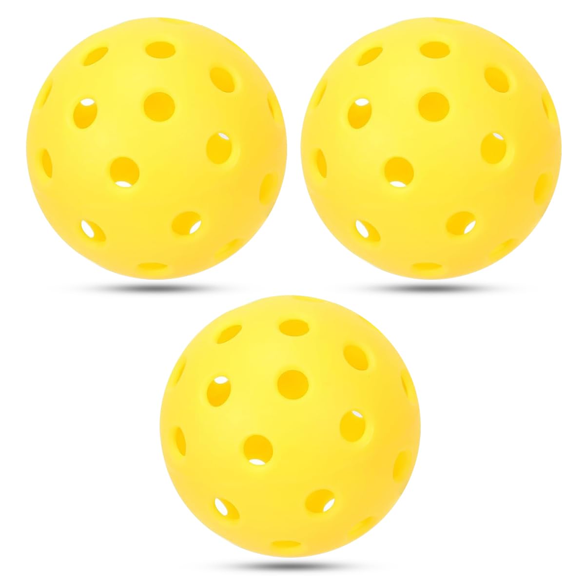 Shopster Indoor & Outdoor Pickleball Balls Set Of 3, 40 Holes Pickleball, Wiffleball Precision Drilled, Pro Tested, Durable,High