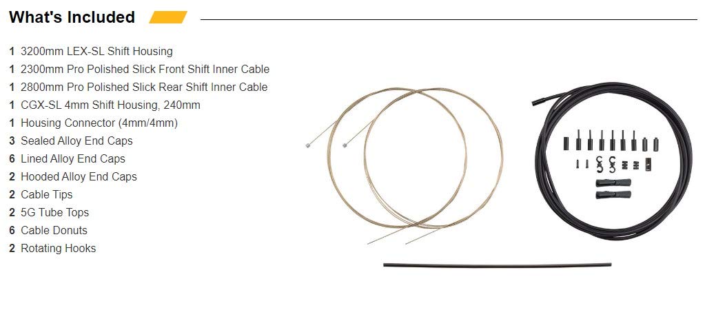 Jagwire - Universal 2X Pro Shift Cable Kit | Sram And Shimano Compatible | 3000 Mm | Yellow