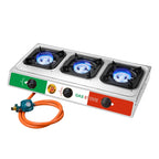 Vivicreate 3 Burner Propane Gas Stove 30000 Btu Stainless Steel Cooktop With Enamel Pan Supports Electronic Ignition For Outdoor