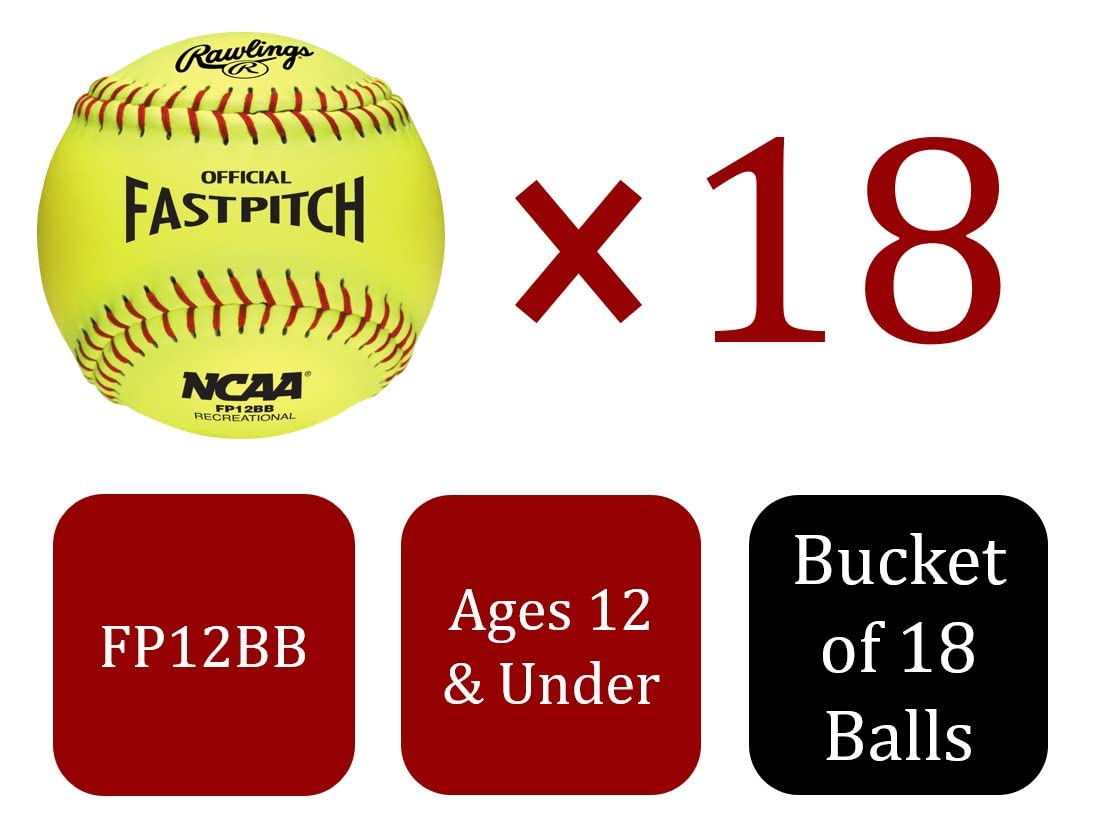 Rawlings | Nc12Bb Fastpitch Softballs & Bucket | 12'' | 18 Count