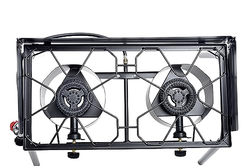 Flame King 200,000 Btu Propane Burner Gas Stove Heavy Duty Turkey Fryer/Camp Cooker, Portable With Stand Great For Outdoor Cooki