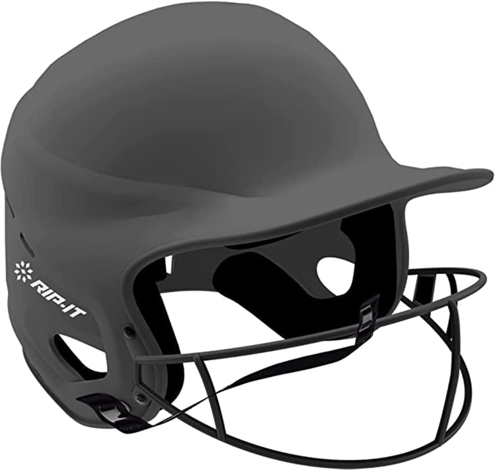 RIP-IT | Vision Pro Softball Batting Helmet with Face Mask | Matte Black | M/L | Lightweight Womens Sport Equipment