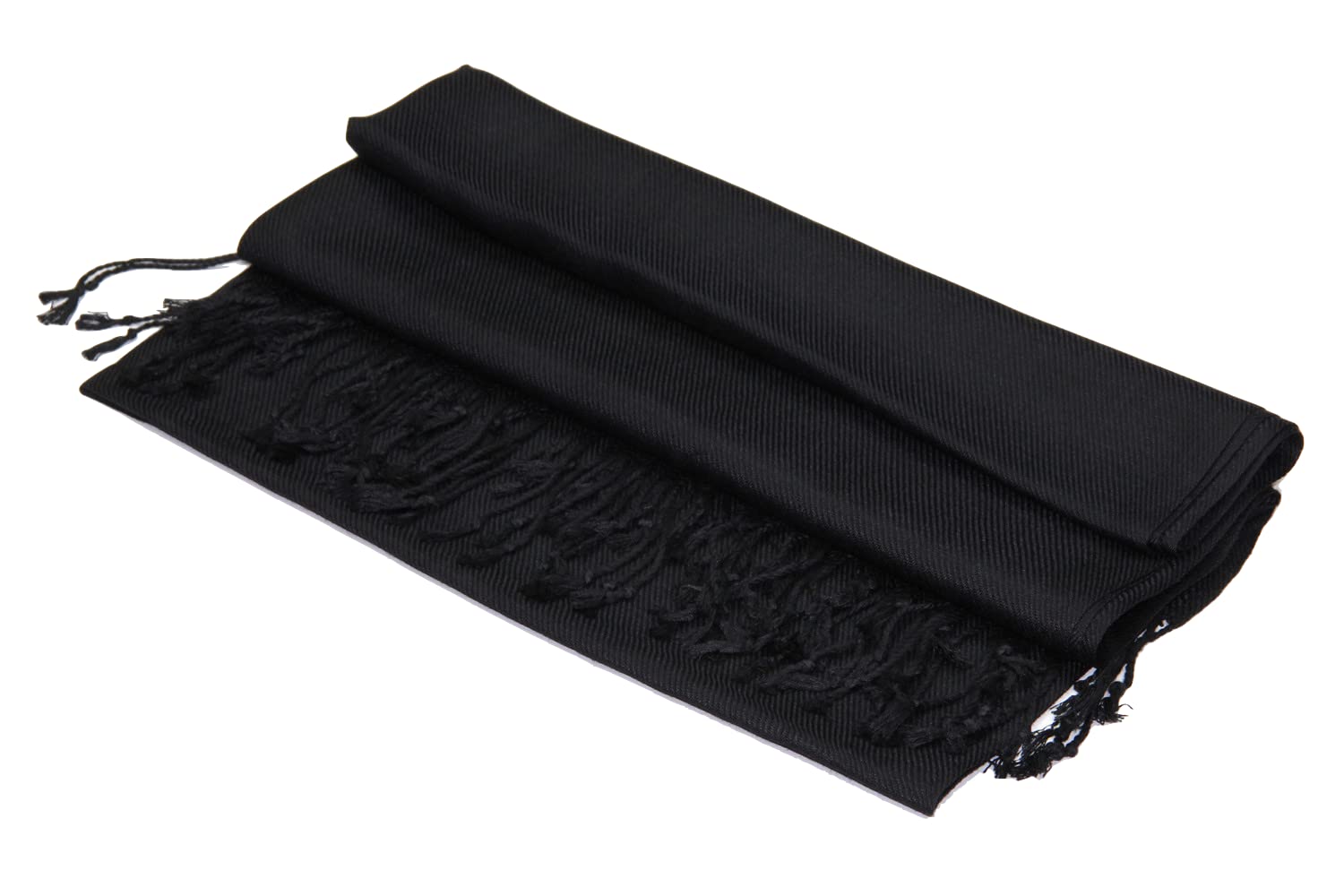 Achillea Large Soft Silky Pashmina Shawl Wrap Scarf In Solid Colors (Black)