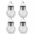 Nuwishtek Hanging Solar Lantern Lights, Outdoor Waterproof Cracked Glass Round Ball Lamp, Garden Globe Warm White Led Light For