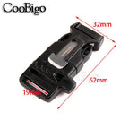 10Pack 3/4'' (19Mm) Fire Starter Survival Whistle Buckle Flint Scraper For Paracord Bracelet Key Lanyard Ourdoor Hiking Camping