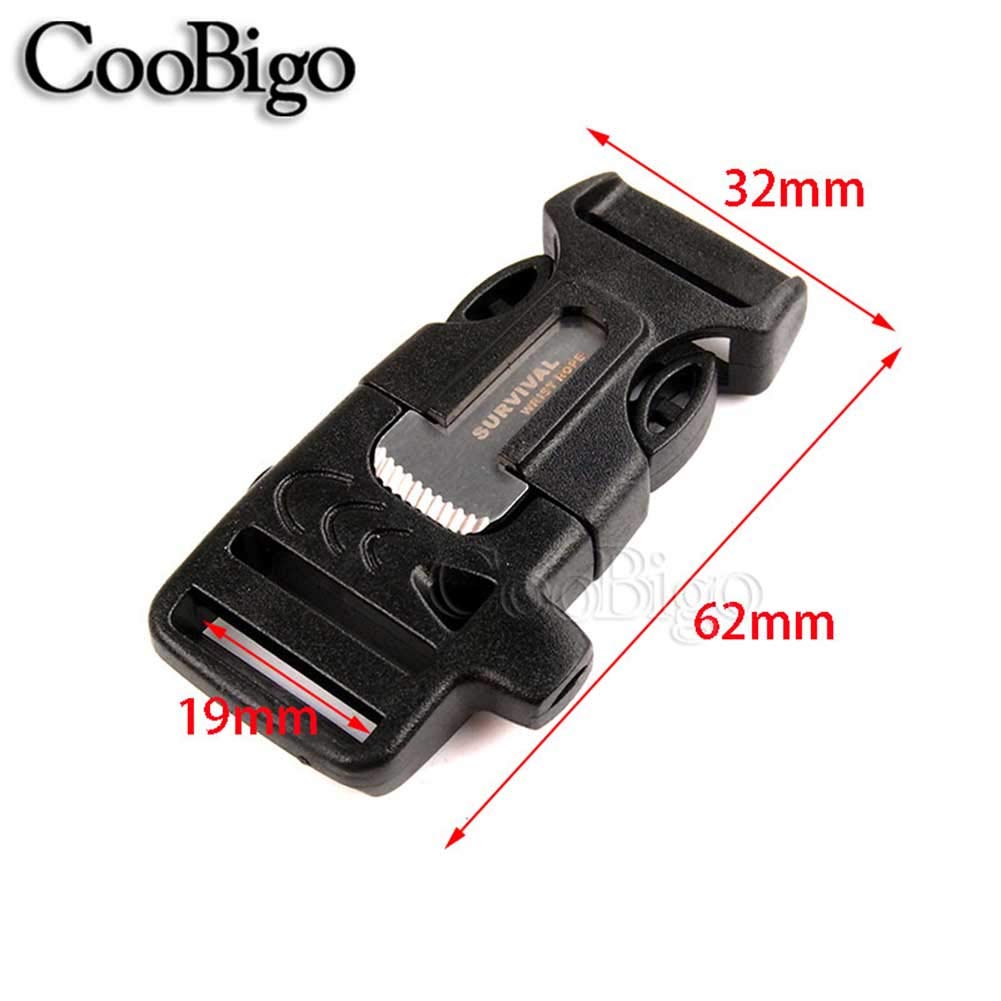 10Pack 3/4'' (19Mm) Fire Starter Survival Whistle Buckle Flint Scraper For Paracord Bracelet Key Lanyard Ourdoor Hiking Camping