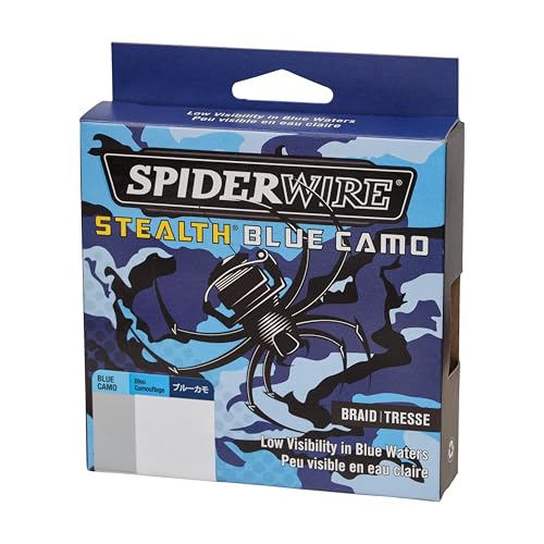 Spiderwire Stealth Superline, Blue Camo, 80Lb | 36.2Kg, 125Yd | 114M Braided Fishing Line, Suitable For Saltwater And Freshwater