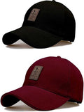 Capiteum Brand Soft Cotton Adjustable Unisex Cap Quick Drying Sun Hat Protection For Men And Women (Freesize) (Maroon Black)