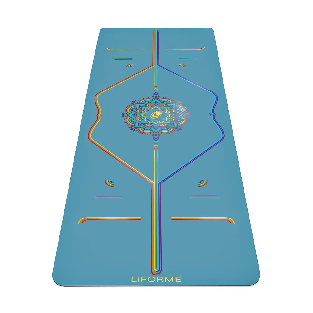 Liforme Printed Yoga Mat - Free Yoga Bag, Patented Alignment System, Warrior-Like Grip, Non-Slip, Eco-Friendly, Biodegradable, S