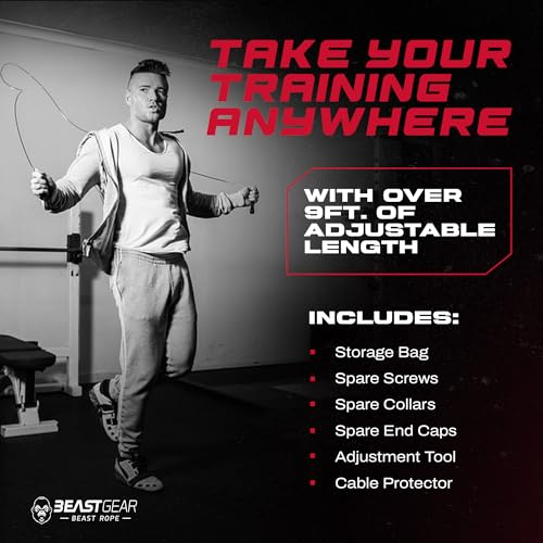 Beast Gear Speed Jump Rope - Workout Jump Ropes For Fitness, Cardio Exercise, Hiit, Mma, Muay Thai, And Boxing - Lightweight, Ad