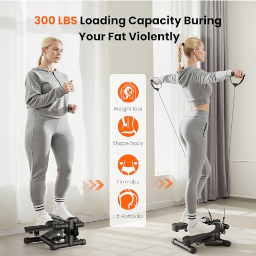 Sweetcrispy Mini Stair Steppers with Resistance Bands for Exercise at Home, Portable Exercise Twist Stepper Machine for Full Bod