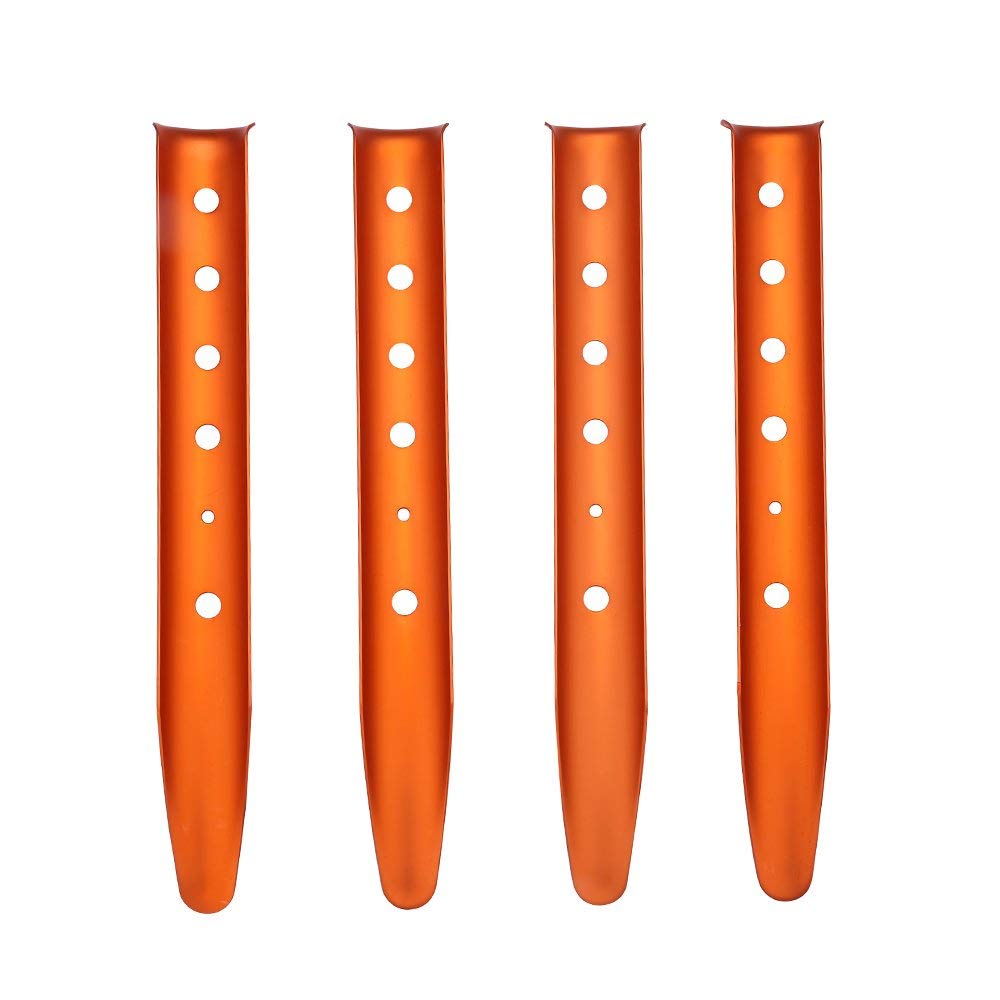 Bluecell 4Pcs Orange Color Aluminum Tent Stakes For Camping In Snow And Sand Tent Boating Hiking Backpacking Picnic Shelter Shad