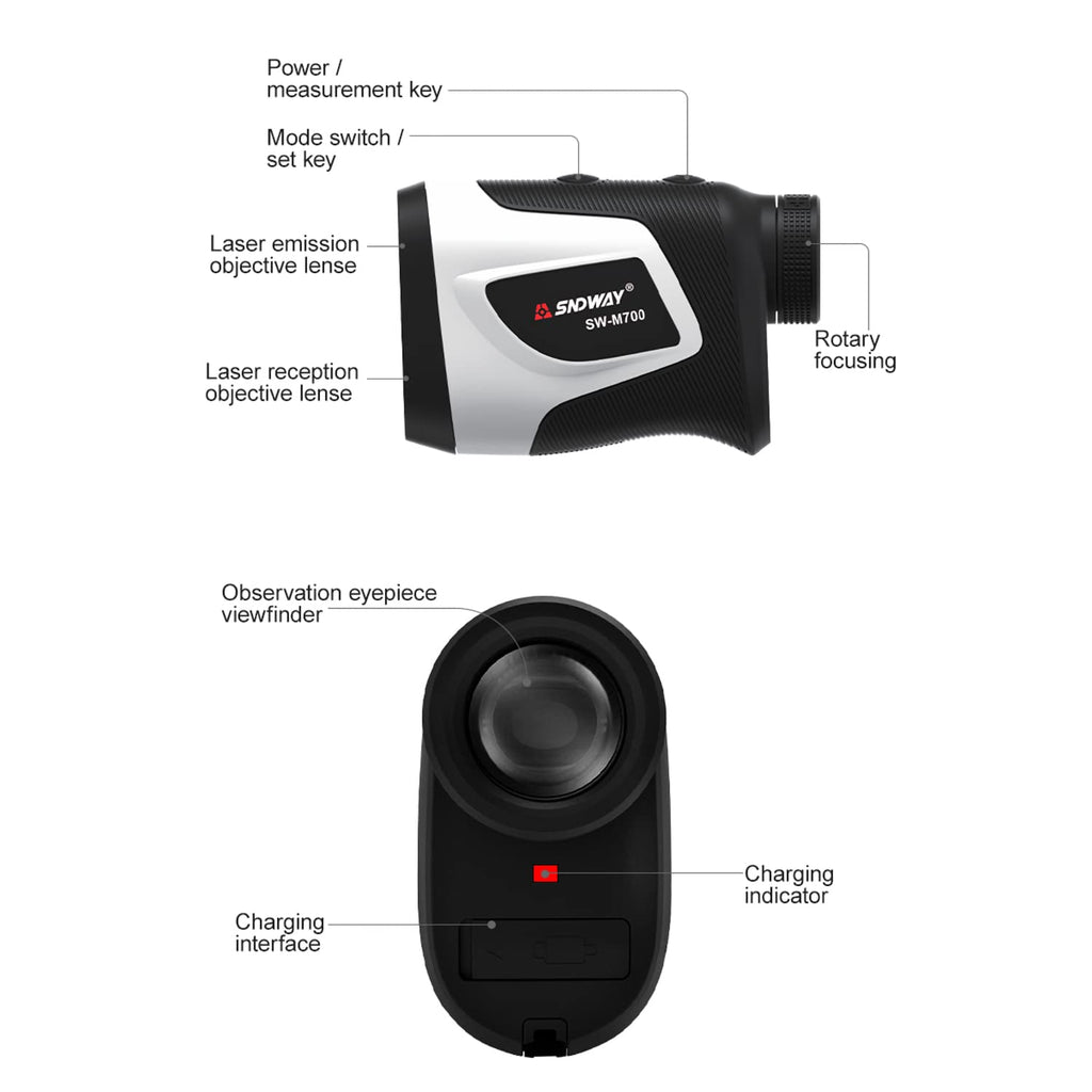 Golf Rangefinder Telescope 6X Laser Ranger Finder With Golf Slope, Rechargeable Range Finder For Hunting Shooting Golfing, 546 Y