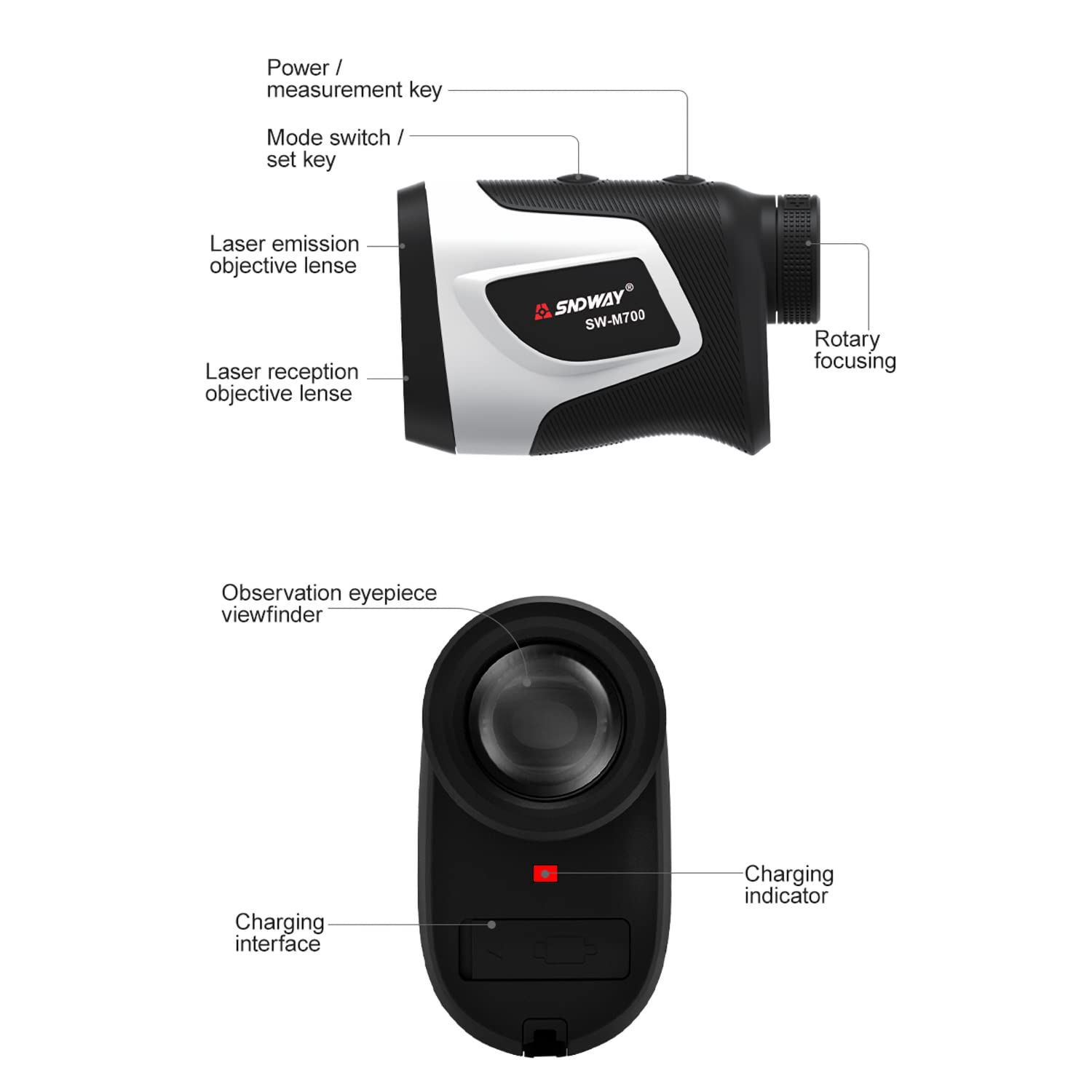 Golf Rangefinder Telescope 6X Laser Ranger Finder With Golf Slope, Rechargeable Range Finder For Hunting Shooting Golfing, 546 Y