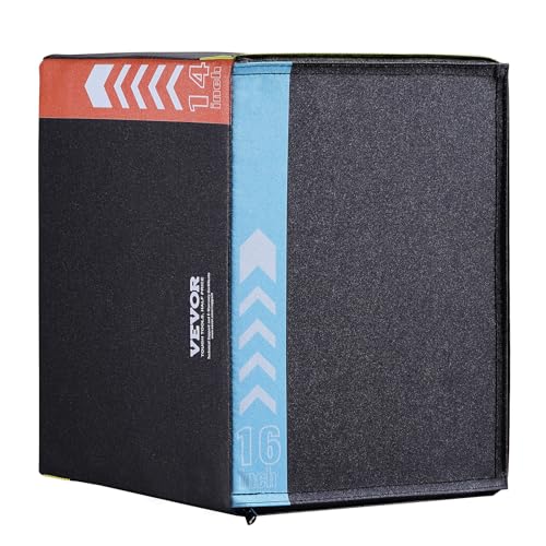 Vevor 3 In 1 Plyometric Jump Box, 16/14/12 Inch Cotton Plyo Box, Platform & Jumping Agility Box, Anti-Slip Fitness Exercise Step