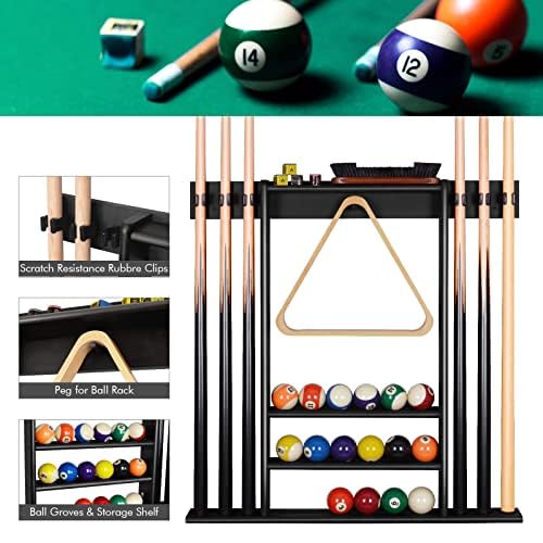 Xcsource Pool Cue Rack Only, Pool Stick Holder Wall Mount, 6 Pool Billiard Stick + Ball Set Wall Cue Rack, Made Of 100% Bamboo W