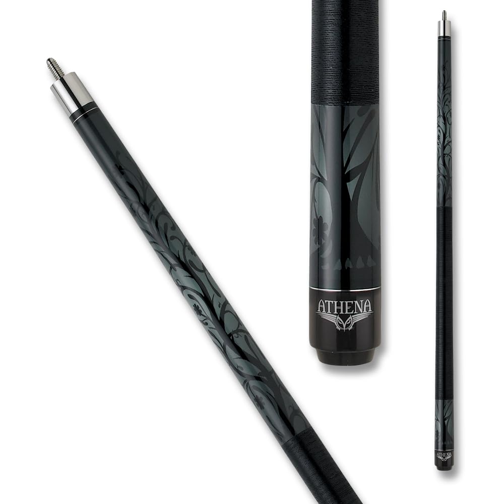 Athena Ath23 Pool/Billiards Cue - Black And White Tree/Vine Silhouette - 17Oz