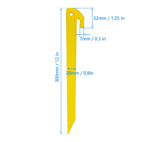 20X Heavy Duty Plastic Tent/Awning Pegs, Tent Stakes, Sand Stakes For Beach, 300Mm / 12Inch Length, Camping Caravan