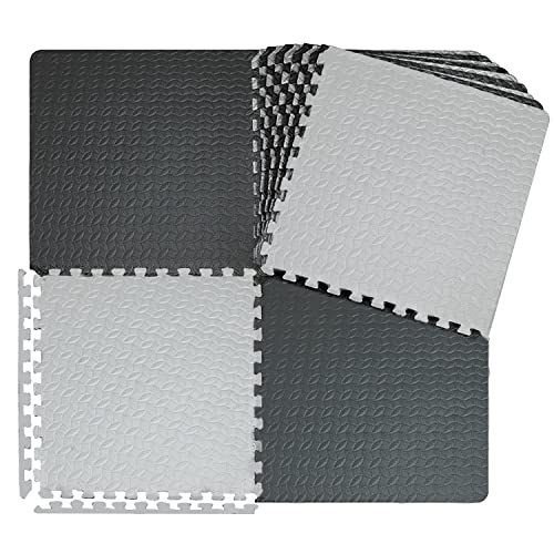 Nasmodo 416 pcs 1 Inch/25mm Gym Floor mat for Heavy Workout Puzzle mat Home Exercise, Gym Equipment mat Interlocking Eva Foam F