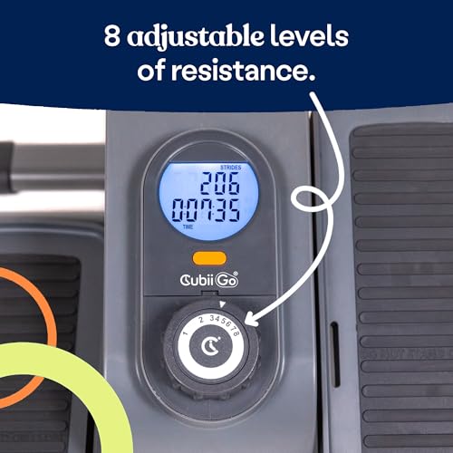 Cubii GO - Under Desk Elliptical Seated Bike Pedal Exerciser, with Illuminated LCD Fitness Tracker Screen, Adjustable Resistance