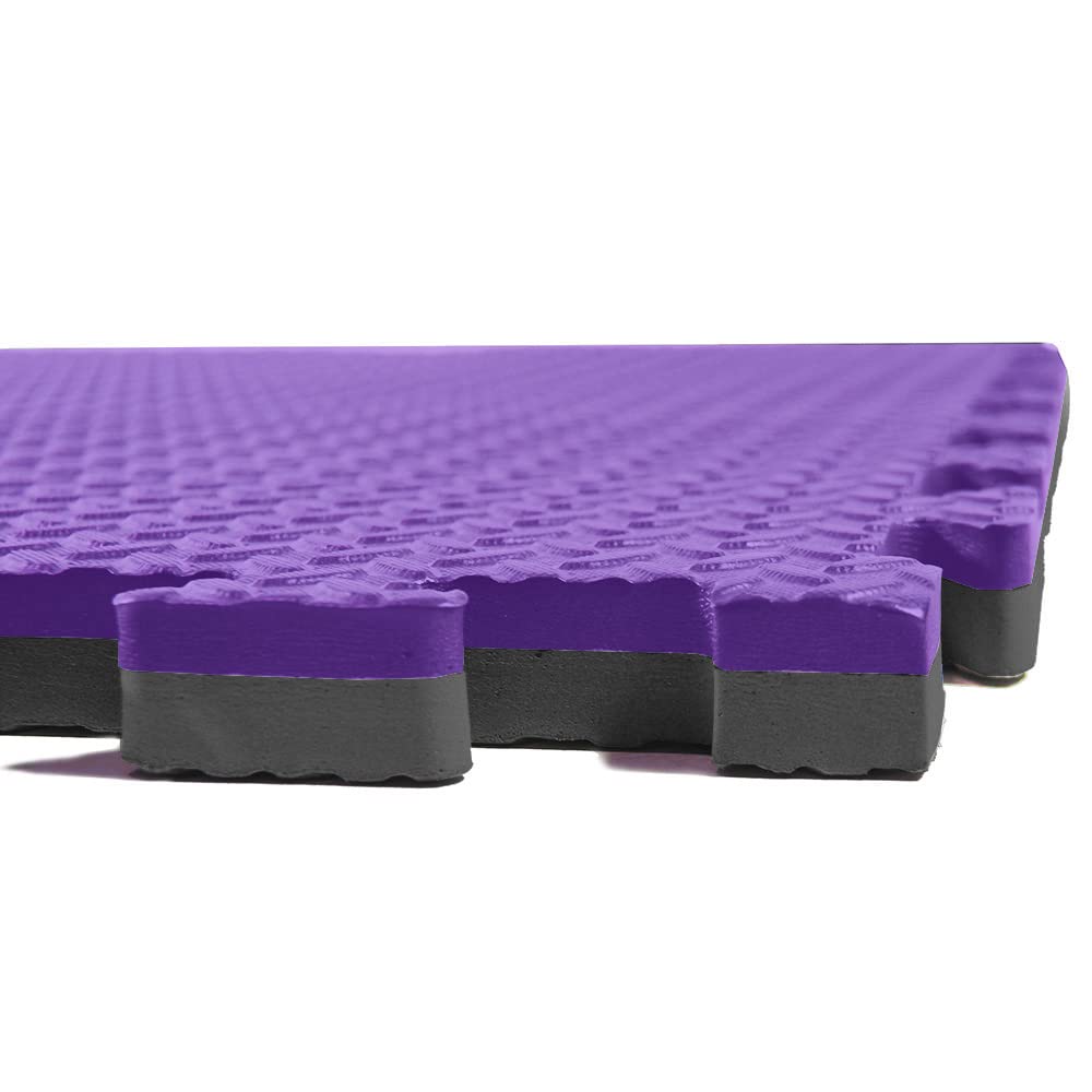 Xspec 1 Extra Thick 48 Sq Ft Reversible Eva Gym Foam Floor Mat Tiles (24 X 24), Steel Pattern, 12 Pcs, Blackpurple